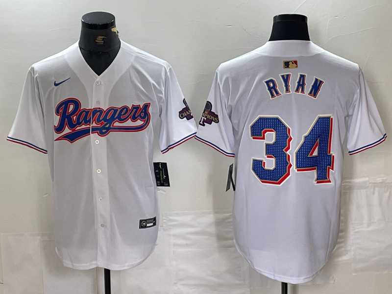 Mens Texas Rangers #34 Nolan Ryan White 2024 Gold Collection Limited Cool Base Jersey